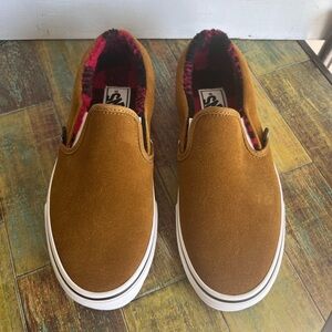 Vans Tan Slip-On Loafers Brown suede Women 7.5 Men’s 6 NWOT
